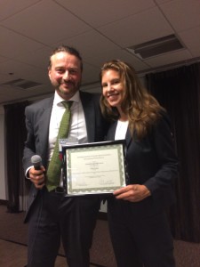 ESS leader Fariborz Zelli with Runner-up to the graduate student award, Abby Lindsay from American University