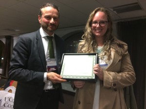 ESS leader Fariborz Zelli with  the Winner of the Graduate Student award Saskia van Wees, from University of Florida