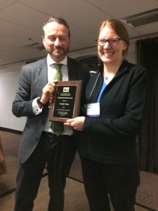 ESS leader Fariborz Zelli with the 2018 Distinguished Scholar Jennifer Clapp